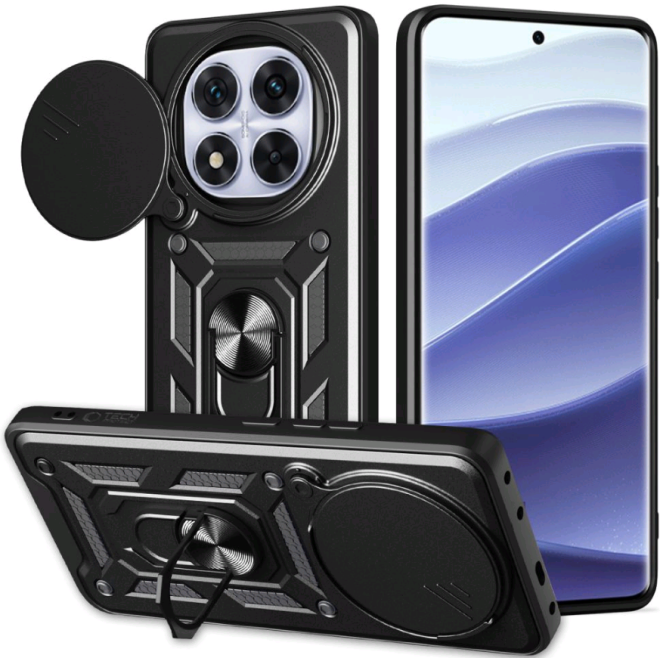 Θήκη Xiaomi Redmi Note 14 Pro 5G / Poco X7 Tech-Protect Camshield Pro Ανθεκτική με Κάλυμμα για την Κάμερα & Ring Holder Matte Black