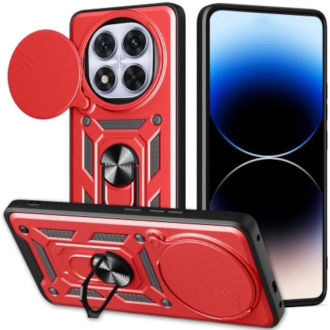 Θήκη Xiaomi Redmi Note 14 Pro Plus 5G Bodycell Armor Slide Ανθεκτική με Κάλυμμα για την Κάμερα & Μεταλλικό Ring Holder Red