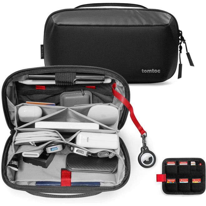 Tomtoc Navigator-T13 Accessory Pouch - Ανδρικό Τσαντάκι Χειρός / Νεσεσέρ με Θήκες για 5 x SD / 2 x CF / 2 x TF/SIM - Black