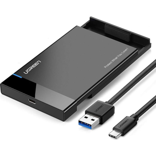 Ugreen Hard Drive Enclosure - Θήκη για 2.5" SATA Εξωτερικό Σκληρό Δίσκο με 1x Type-C - Black