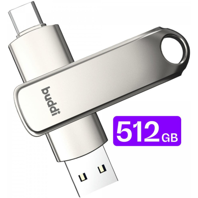USB-A & Type-C Stick Buddi Dual Memory Stick USB 3.1 512GB 5 Έτη Εγγύηση Grey