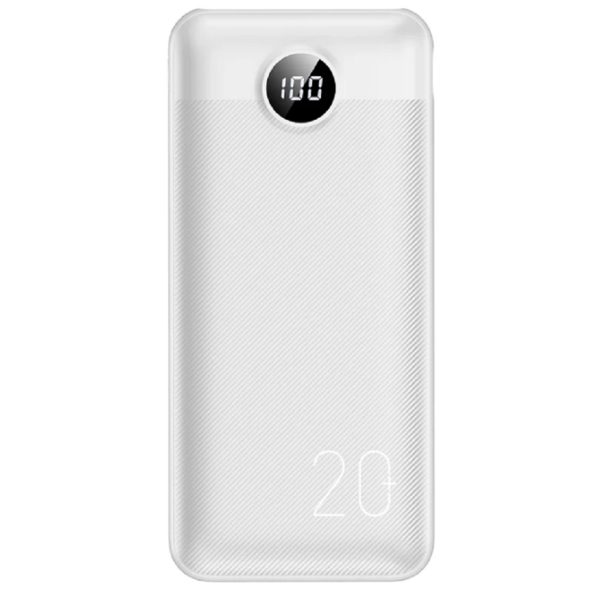 Veger PowerBank L20S με Ψηφιακή Οθόνη LED - Φορητή Μπαταρία Φόρτισης με 2 x USB-Α / 1 x Type-C - 20000mAh - 20W - White