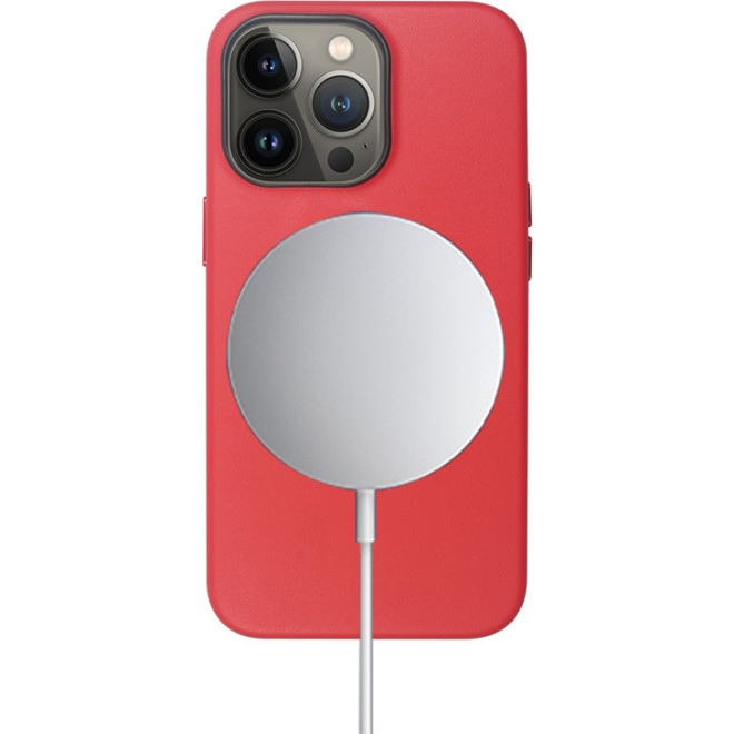 Vivid PU Leather Case - Σκληρή Θήκη Magsafe Apple iPhone 13 Pro Max - Red