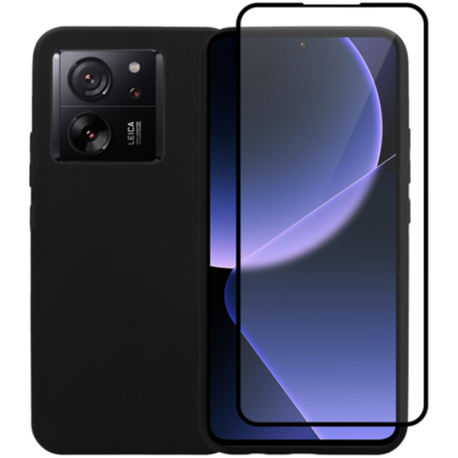 Vivid Σετ Θήκη Σιλικόνης & Full Face Tempered Glass - Xiaomi 13T / 13T Pro - Black