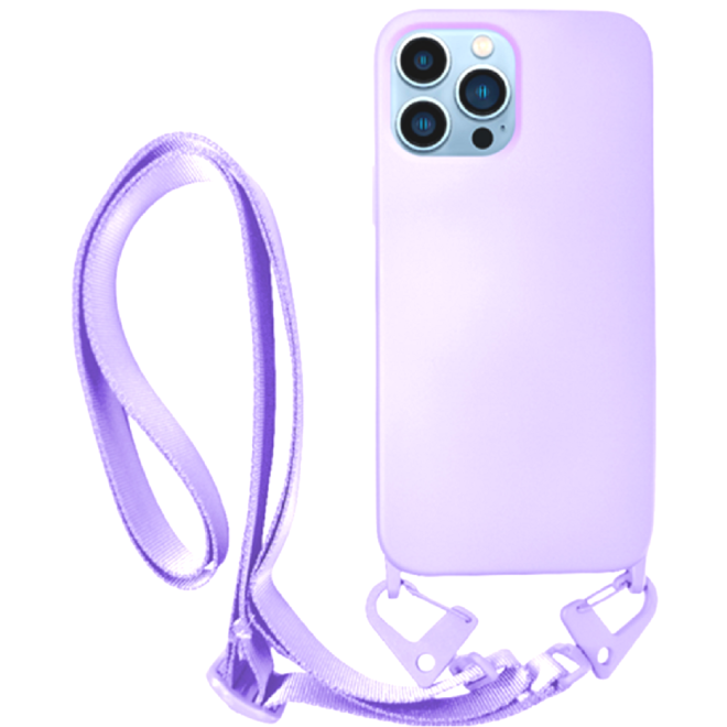 Vivid Silicone Strap - Θήκη Σιλικόνης με Λουράκι Λαιμού - Apple iPhone 13 Pro - Lilac
