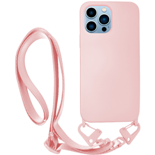 Vivid Silicone Strap - Θήκη Σιλικόνης με Λουράκι Λαιμού - Apple iPhone 13 Pro - Nude