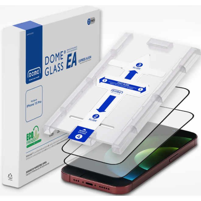 Whitestone Dome Glass EA - FullFace Tempered Glass Αντιχαρακτικό Γυαλί Οθόνης - Apple iPhone 15 Pro - 2 Τεμάχια - Black