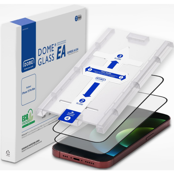 Whitestone Dome Glass EA - FullFace Tempered Glass Αντιχαρακτικό Γυαλί Οθόνης - Apple iPhone 15 Pro Max - 2 Τεμάχια - Black