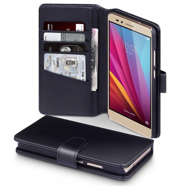 Μαύρο Δερμάτινο Πορτοφόλι Huawei Honor 5X