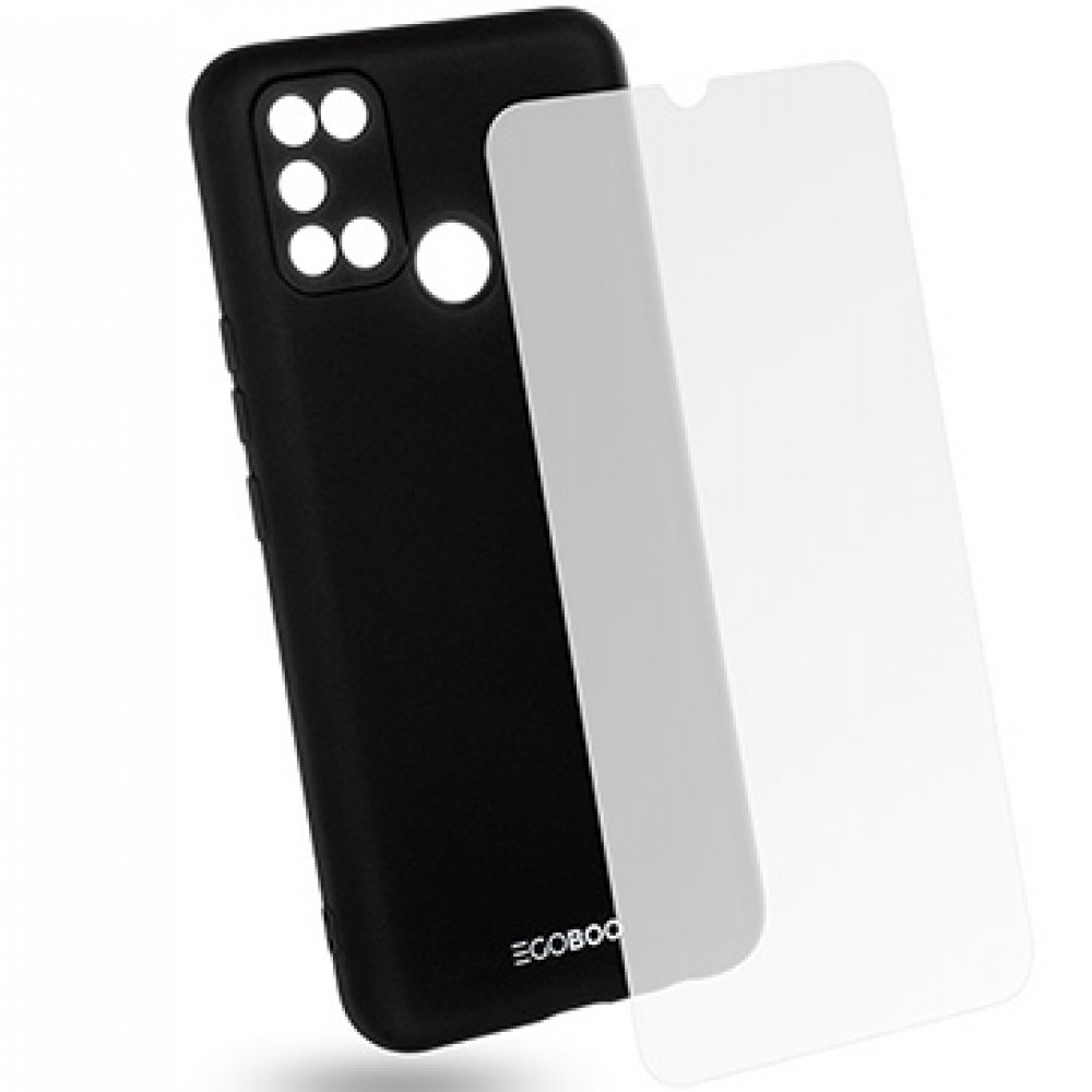 Egoboo Σετ Tempered Glass & Rubber Θήκη Σιλικόνης Realme 7i - Black