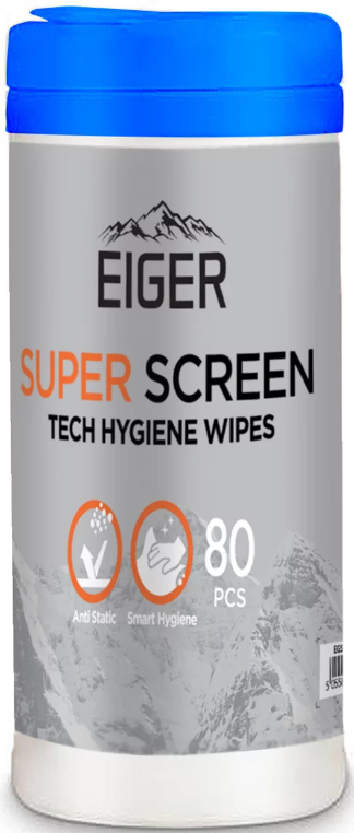 Eiger Super Screen Tech Hygiene Wipes - Μαντηλάκια Καθαρισμού Οθόνης & Συσκευών - 80 Τεμάχια