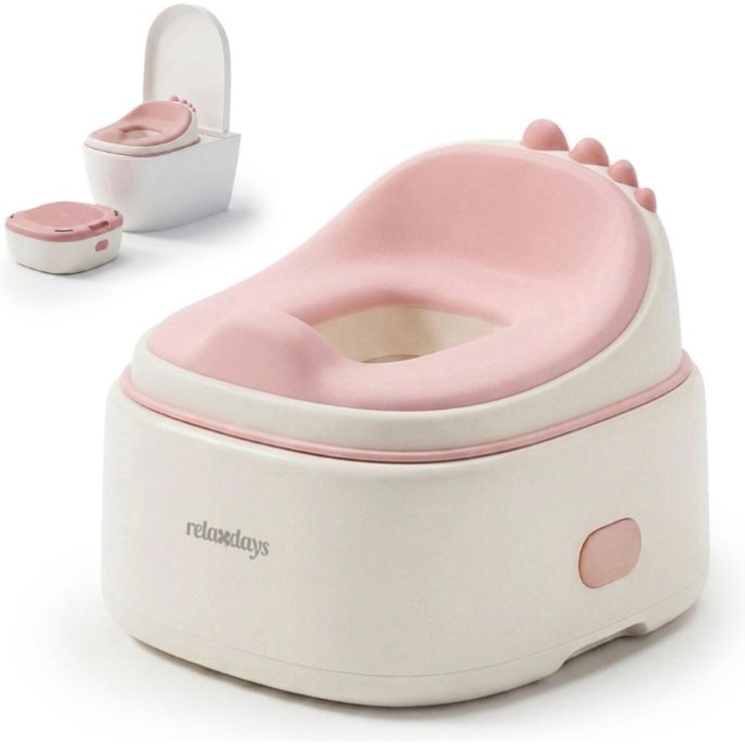 Εκπαιδευτικό Γιογιό Δεινόσαυρος Relaxdays Dino Potty with Lid με Καπάκι & Σκαμπό για Παιδιά White / Rose