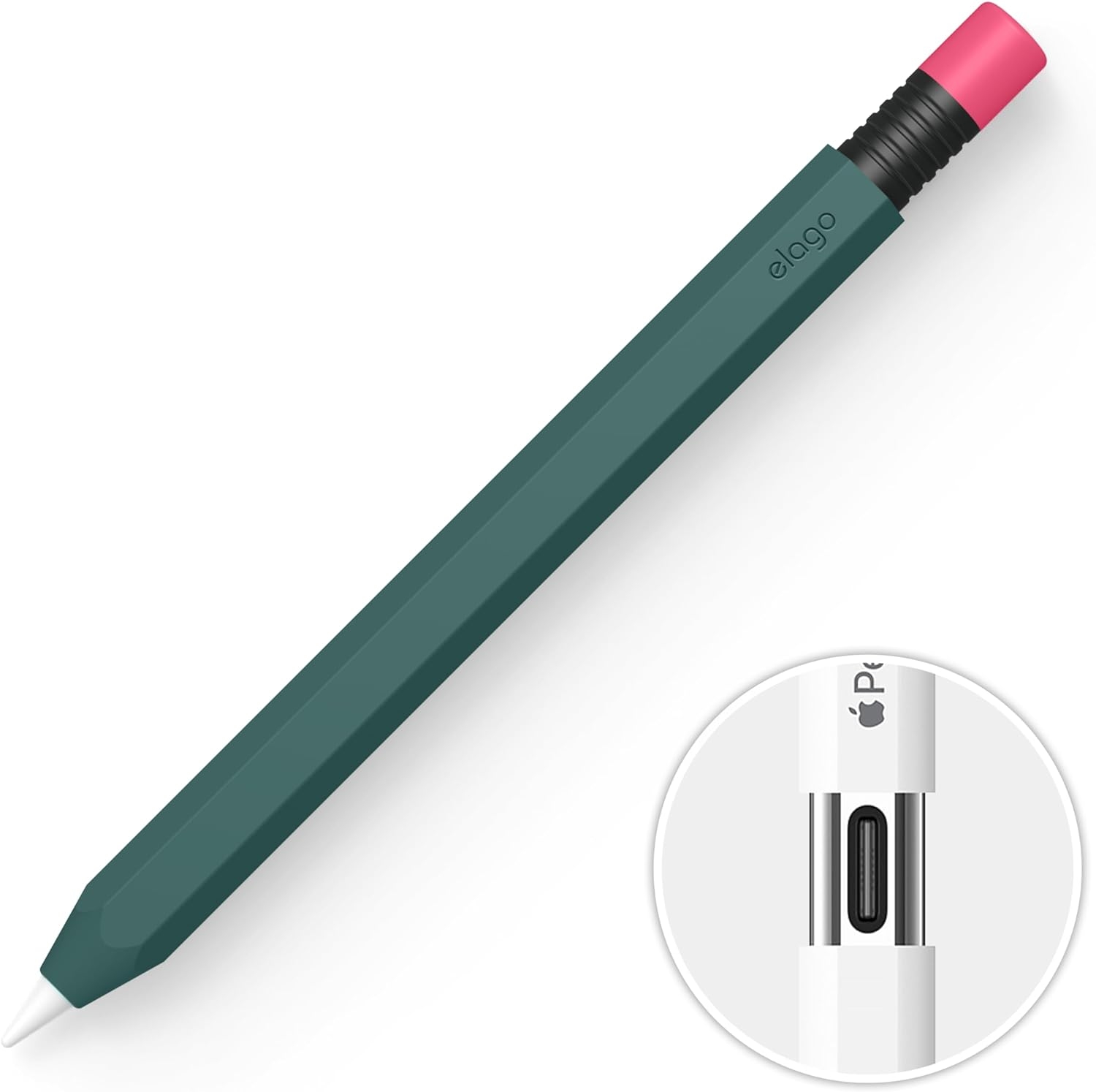 Elago Classic Pencil Case - Θήκη Premium Σιλικόνης Apple Pencil USB-C - Midnight Green