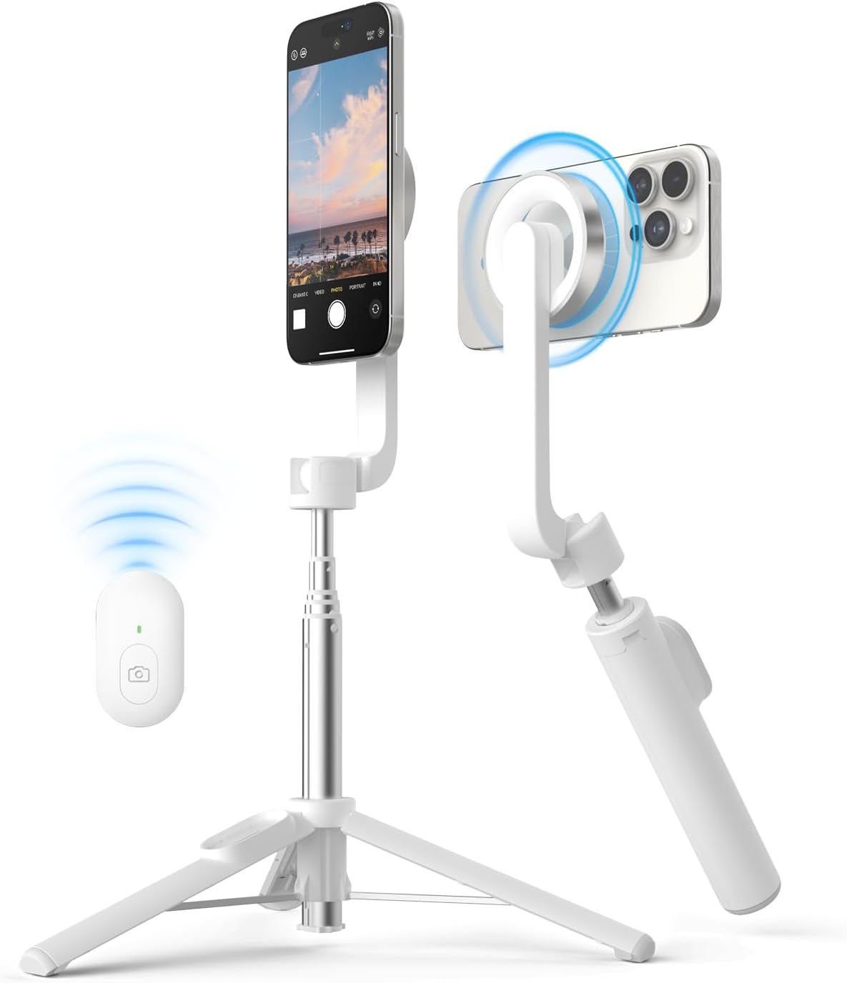 Elago Magnetic Selfie Stick - Βάση MagSafe / Ασύρματο Bluetooth Selfie Stick / Τρίποδο με Τηλεχειριστήριο - White