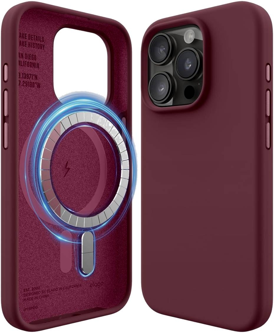Elago Magnetic Silicone Case - Premium MagSafe Θήκη Σιλικόνης - Apple iPhone 15 Pro - Burgundy