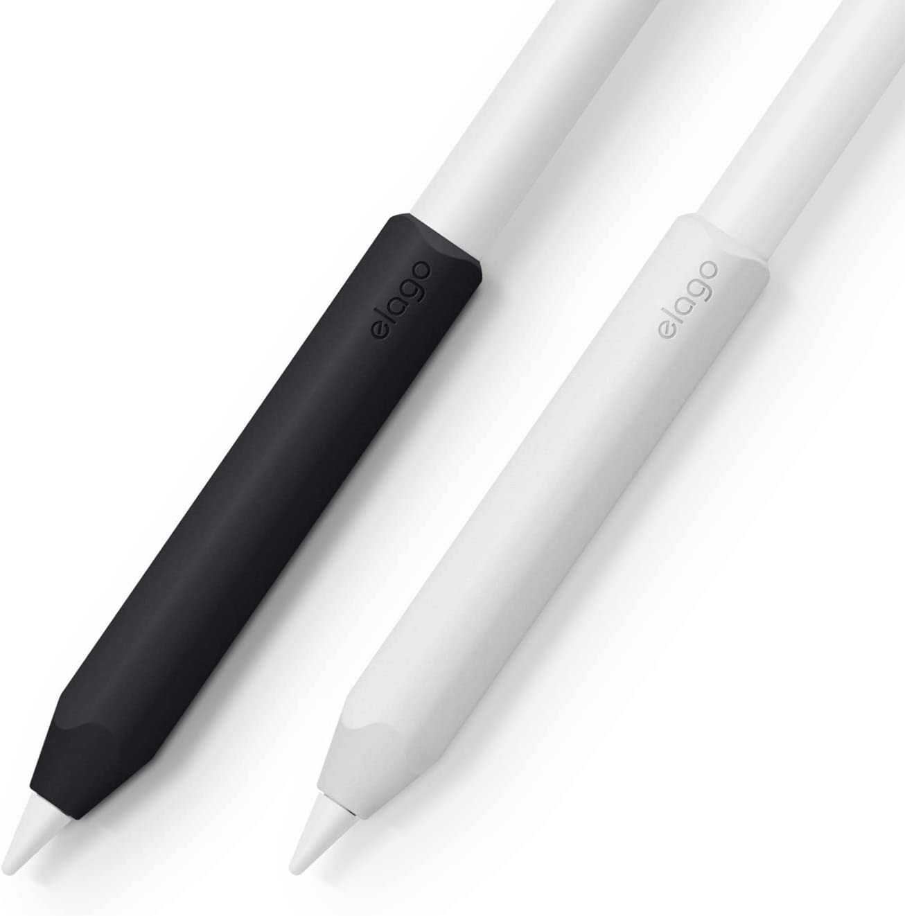 Elago Pencil Grip Holder - Θήκη Premium Σιλικόνης Apple Pencil 2nd Gen - White / Black - 2 Τεμάχια
