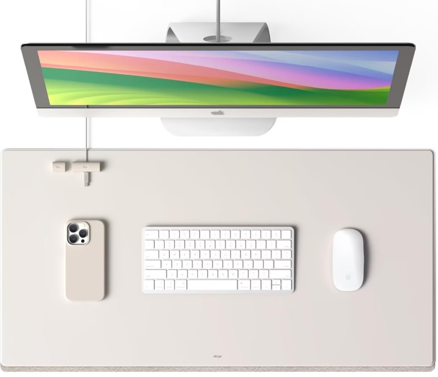 Elago Smart Magnetic Desk Mat - Μαγνητικό Mouse Pad / Σουμέν Γραφείου από PU Δέρμα - 80 x 41 cm - Stone