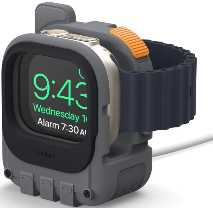 Elago W10 Stand Ultra Apple Watch Charging Station - Βάση Σιλικόνης για Φορτιστή Apple Watch Ultra2/Ultra1/SE/9/8/7/6/5/4/3/2/1 (49/45/44/42) - Dark Gray