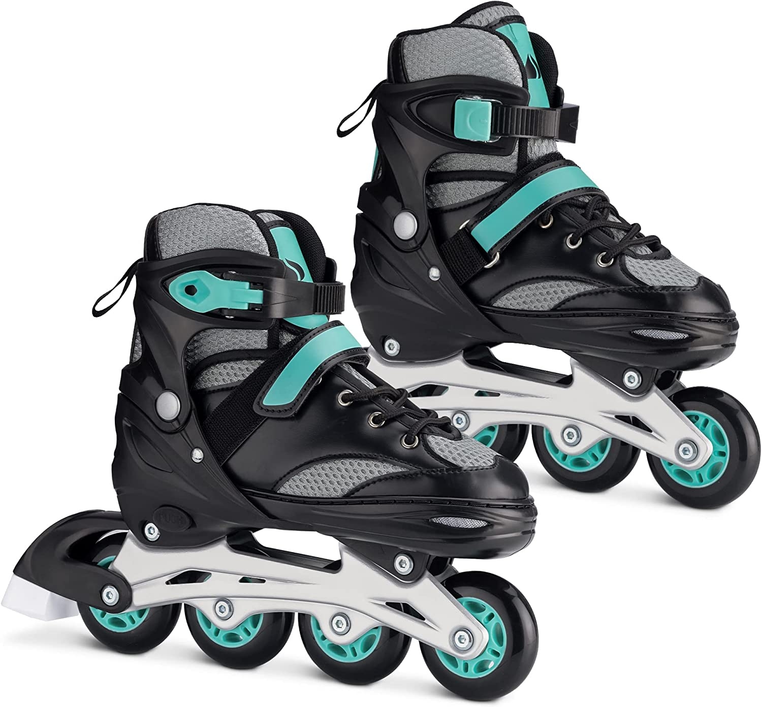 Navaris Roller Skates - Ρυθμιζόμενα / Αυξομειούμενα Rollers Ενηλίκων / Παιδικά - L - EU 39-42 - Black / Turquoise