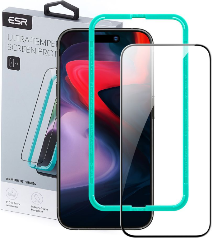 ESR Armorite Tempered Glass - FullFace Αντιχαρακτικό Γυαλί Προστασίας Οθόνης - Apple iPhone 15 Pro - Black