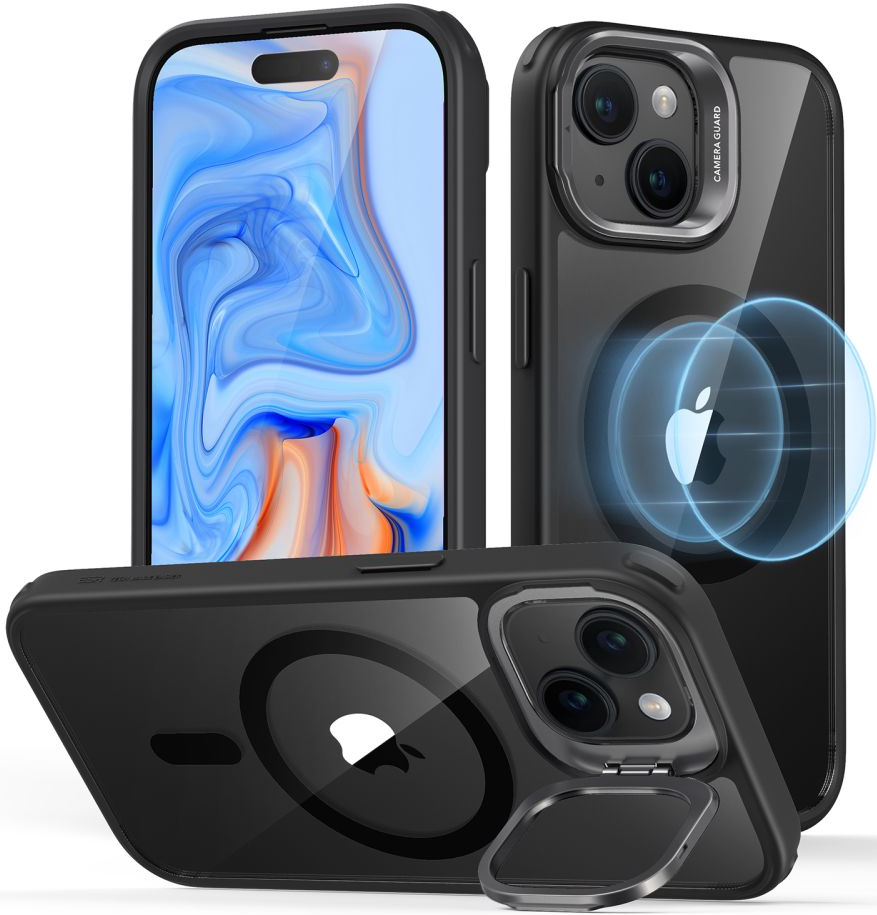 ESR Classic Kickstand Hybrid HaloLock - Διάφανη Ανθεκτική MagSafe Θήκη Apple iPhone 15 - Clear / Black