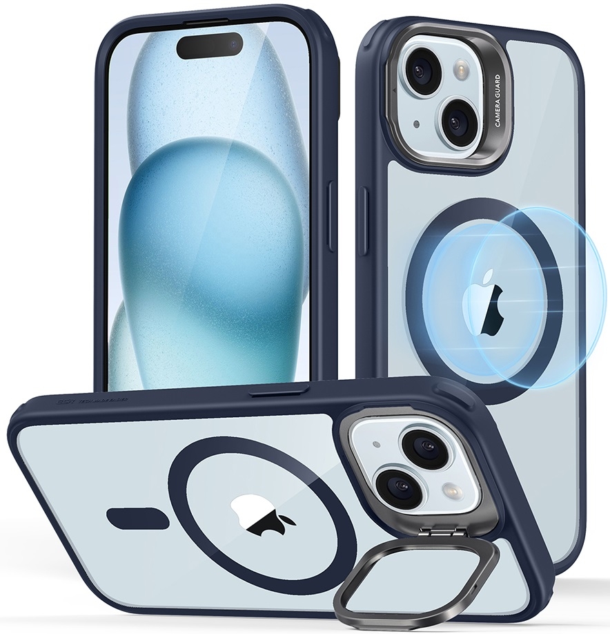 ESR Classic Kickstand Hybrid HaloLock - Διάφανη Ανθεκτική MagSafe Θήκη Apple iPhone 15 - Clear / Dark Blue