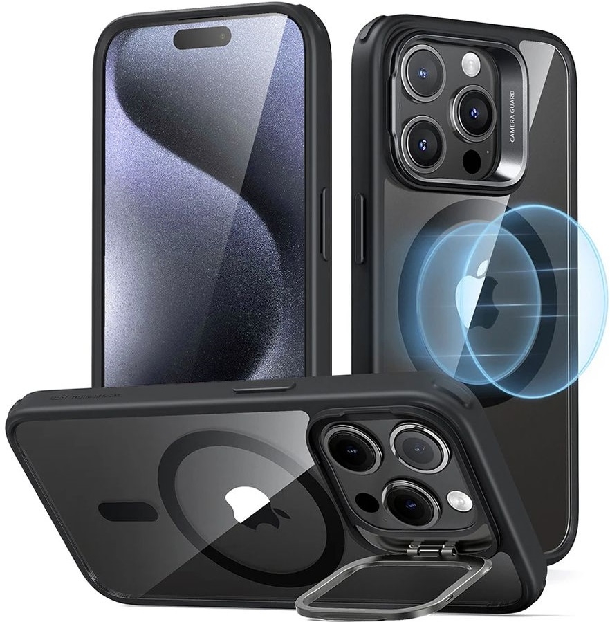 ESR Classic Kickstand Hybrid HaloLock - Διάφανη Ανθεκτική MagSafe Θήκη Apple iPhone 15 Pro - Clear / Black