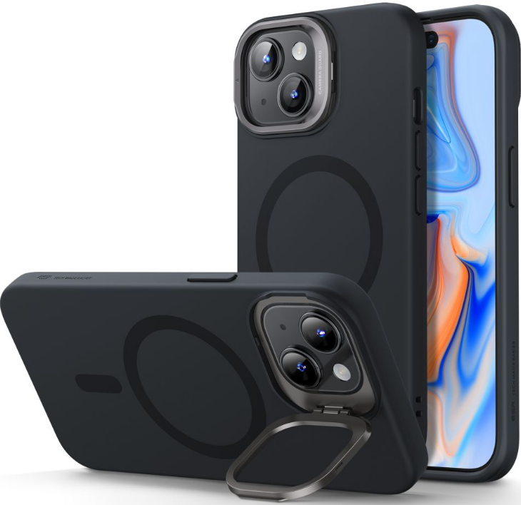 ESR Cloud Soft with Stash Stand - Ανθεκτική MagSafe Θήκη Σιλικόνης Apple iPhone 15 Plus με Kickstand - Black