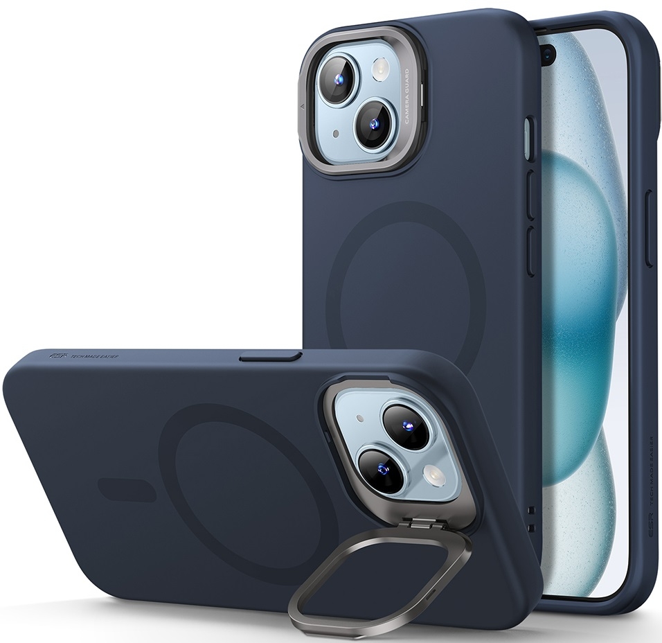 ESR Cloud Soft with Stash Stand - Ανθεκτική MagSafe Θήκη Σιλικόνης Apple iPhone 15 Plus με Kickstand - Dark Blue