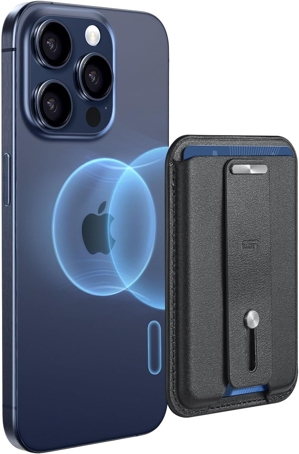 ESR HaloLock Magnetic Wallet - MagSafe Θήκη - Πορτοφόλι για Κάρτες από Δέρμα Vegan με Finger Holder / Βάση - Midnight Black