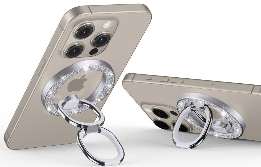 ESR HaloLock Ring Stand - Μεταλλική Μαγνητική Αναδιπλούμενη MagSafe Βάση / Finger Holder για iPhone 15 / 14 / 13 / 12 - Rhinestone Silver 