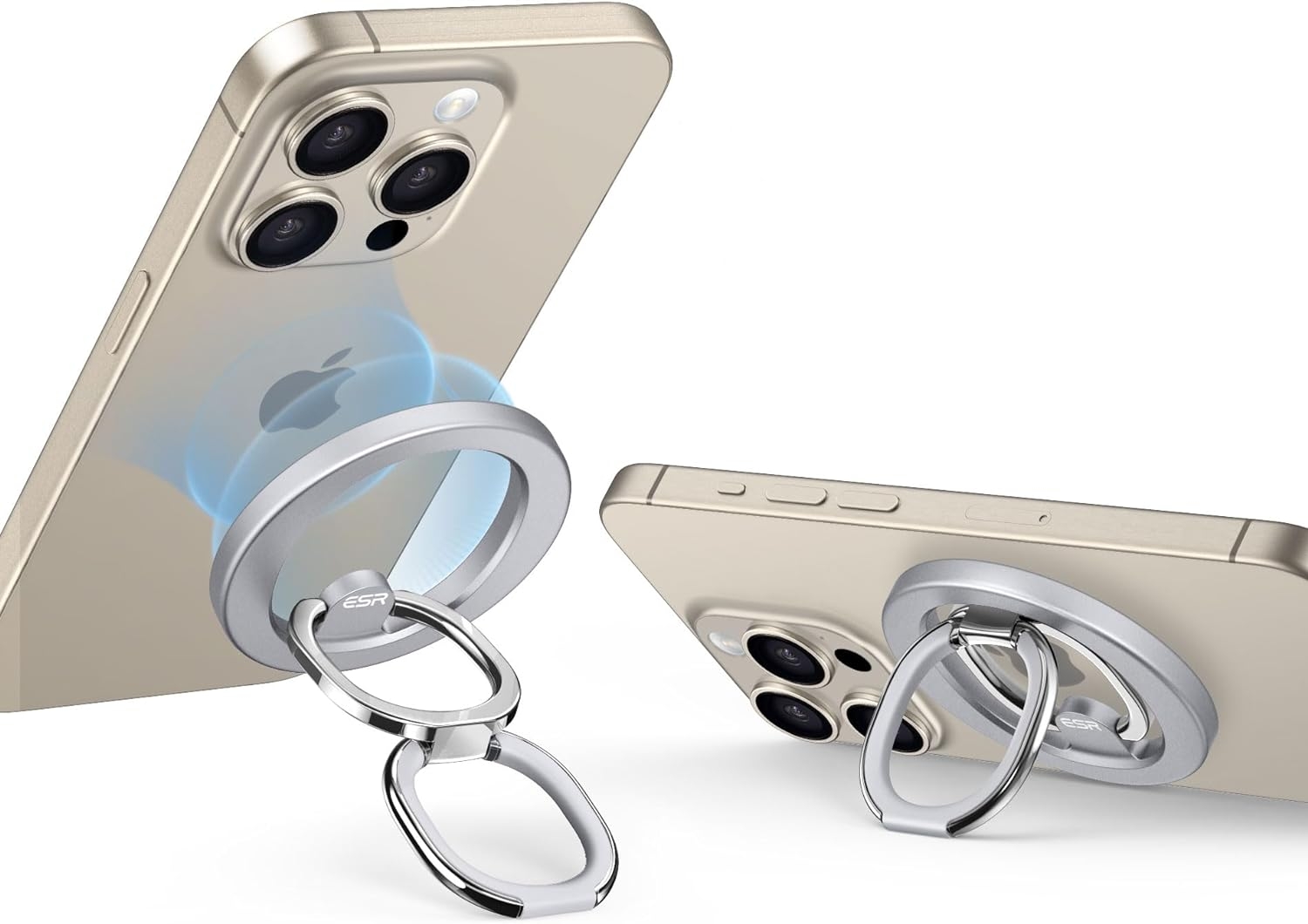 ESR HaloLock Ring Stand - Μεταλλική Μαγνητική Αναδιπλούμενη MagSafe Βάση / Finger Holder για iPhone 16 / 15 / 14 / 13 / 12 - Silver