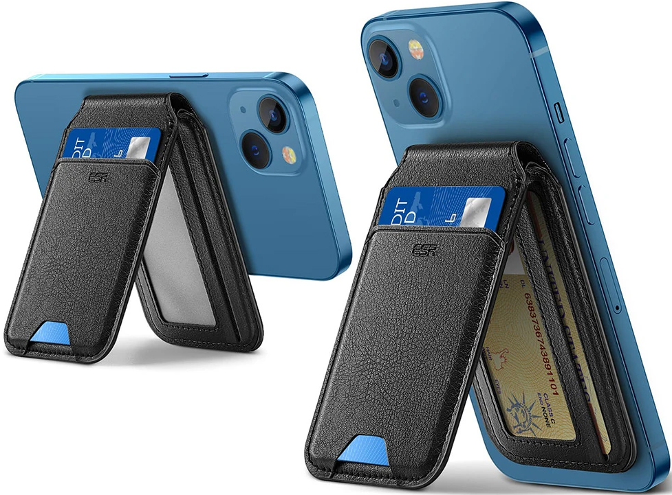 ESR HaloLock Wallet Stand - MagSafe Θήκη - Πορτοφόλι για Κάρτες / Αναδιπλούμενη Βάση από Vegan Δέρμα - Black Sheepskin