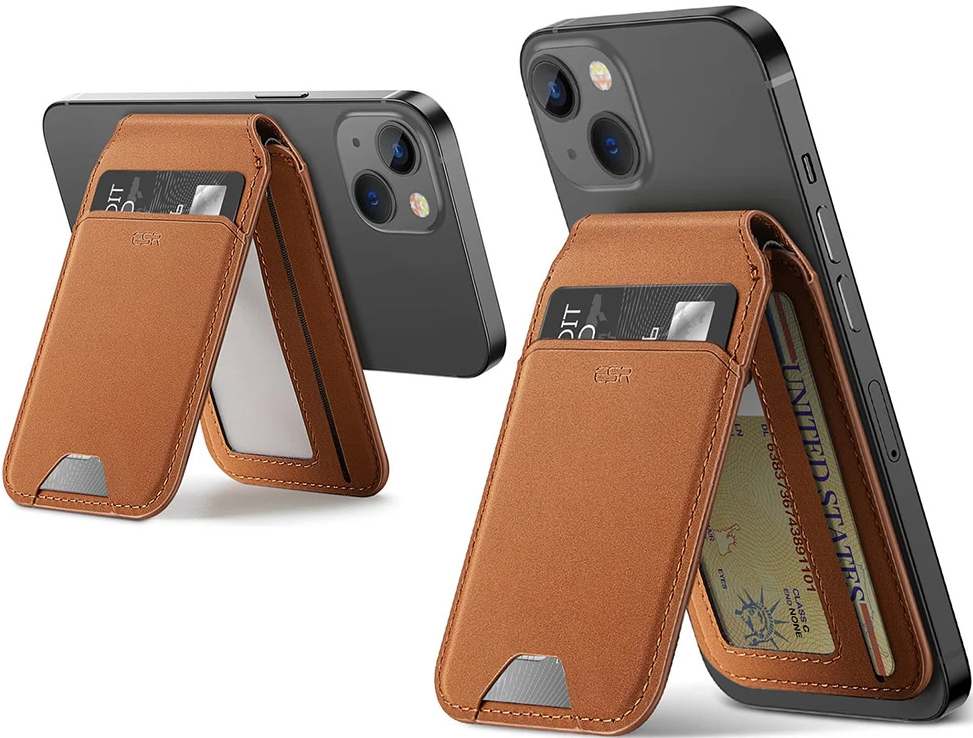 ESR HaloLock Wallet Stand - MagSafe Θήκη - Πορτοφόλι για Κάρτες / Αναδιπλούμενη Βάση από Vegan Δέρμα - Tan Suede