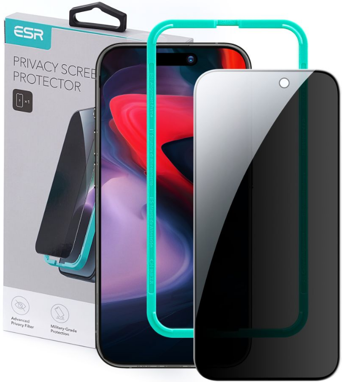ESR Privacy Tempered Glass - FullFace Αντιχαρακτικό Γυαλί Προστασίας Απορρήτου Οθόνης - Apple iPhone 15 Pro - Black