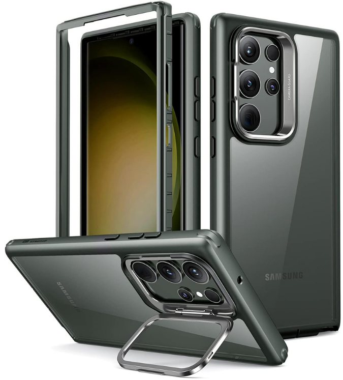 ESR Shock Armor Kickstand - Ανθεκτική Διάφανη Θήκη με Kickstand - Samsung Galaxy S23 Ultra - Clear / Green