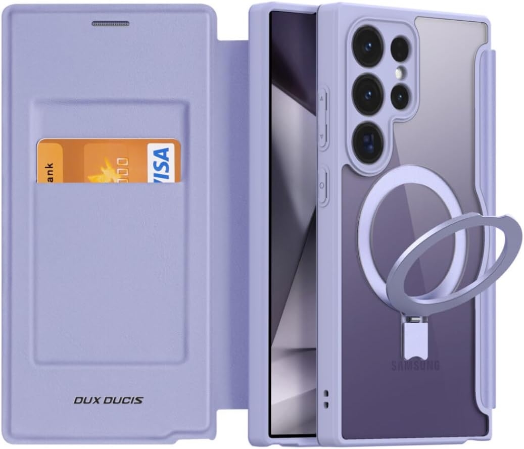 Flip MagSafe Θήκη Πορτοφόλι με Μαγνητικό Finger Holder - Samsung Galaxy S24 Ultra - Duxducis Skin X Pro - Purple