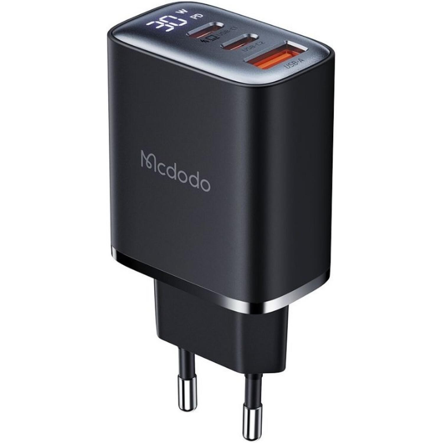 Φορτιστής Mcdodo Fast Charger Γρήγορος Tοίχου / Αντάπτορας με Ψηφιακή Οθόνη & 1 x USB-A / 2 x Type-C 30W Black
