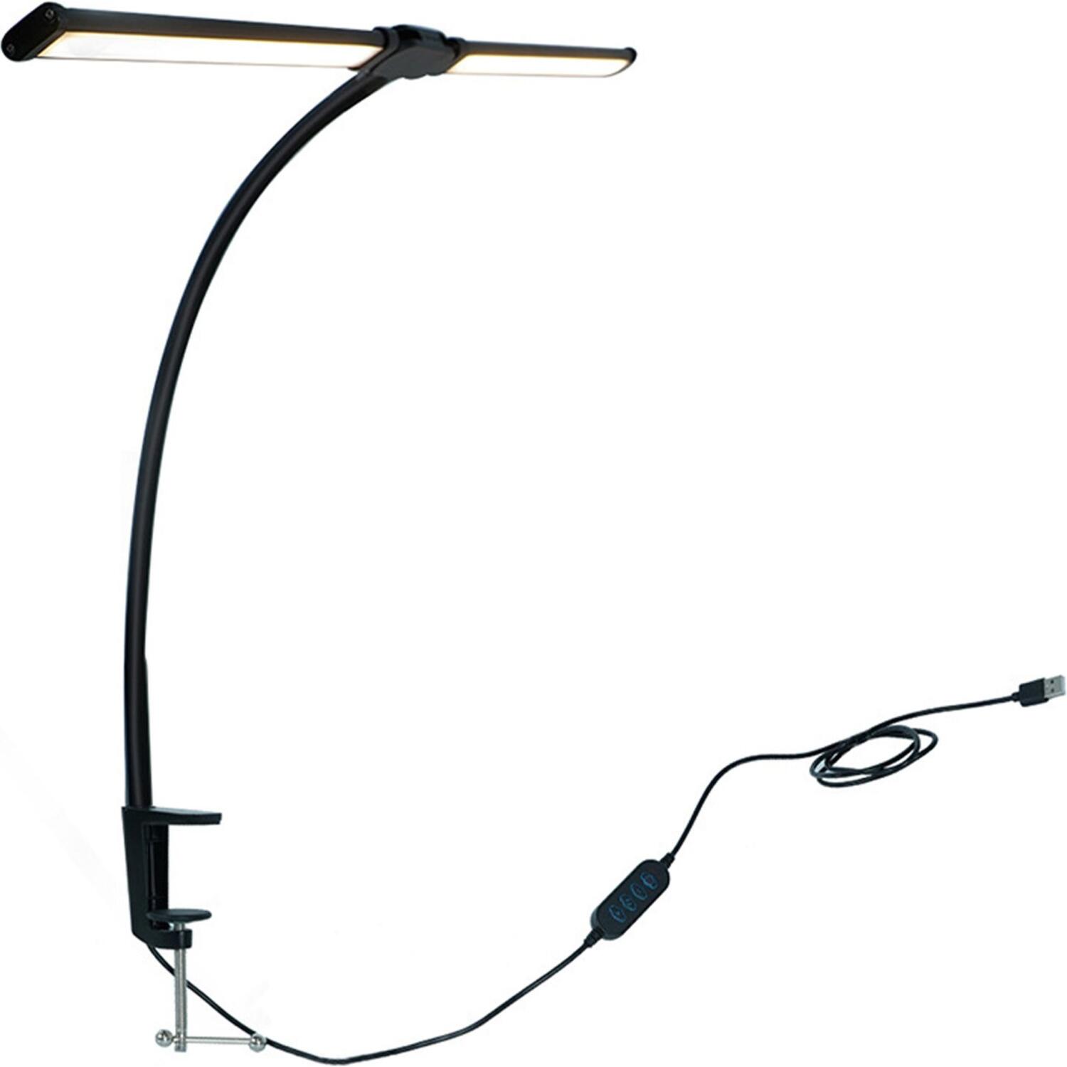 Φωτιστικό Γραφείου LED με USB Relaxdays Clamp-on LED Desk Lamp με Σφιγκτήρα & Ρυθμιζόμενο Φως 61cm Black