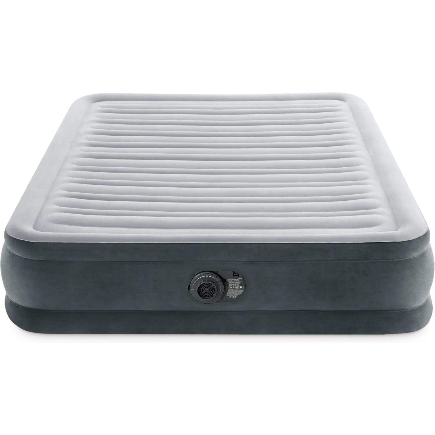 Φουσκωτό Στρώμα Ύπνου Intex Dura-Beam Deluxe Μικρό Διπλό Αερόστρωμα με Ενσωματωμένη Ηλεκτρική Αντλία 191 x 137 x 33cm Light Grey