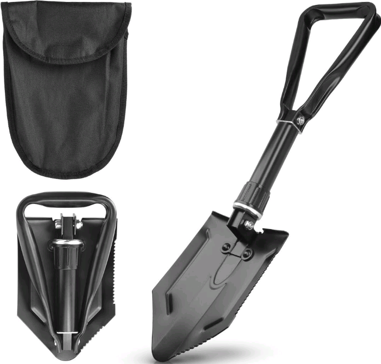 Φτυάρι Navaris Foldable Emergency Survival Shovel Πτυσσόμενο Χειρός με Λαβή & Θήκη Μεταφοράς Black 