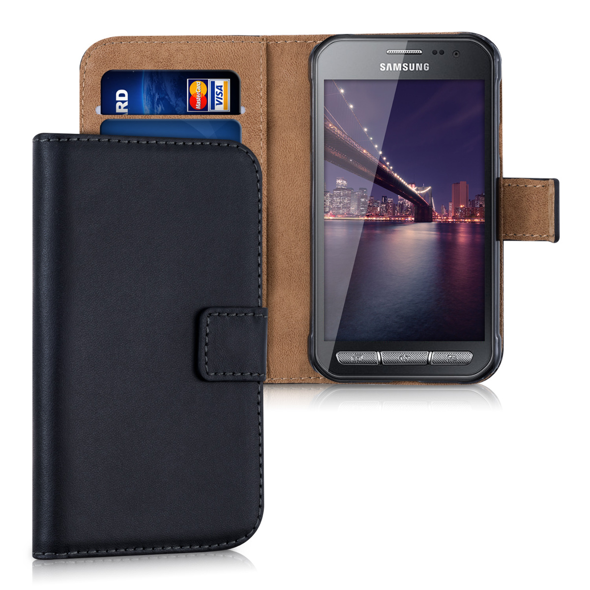 KW Θήκη Πορτοφόλι Samsung Galaxy Xcover 3 - Συνθετικό Δέρμα - Black / Brown (31506.01)