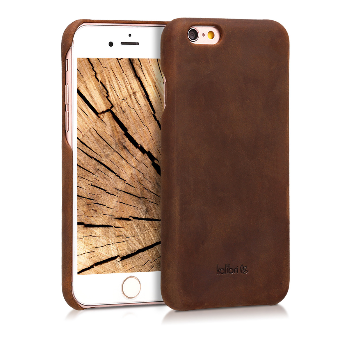 Kalibri Σκληρή Δερμάτινη Θήκη iPhone 6 / 6S - Καφέ