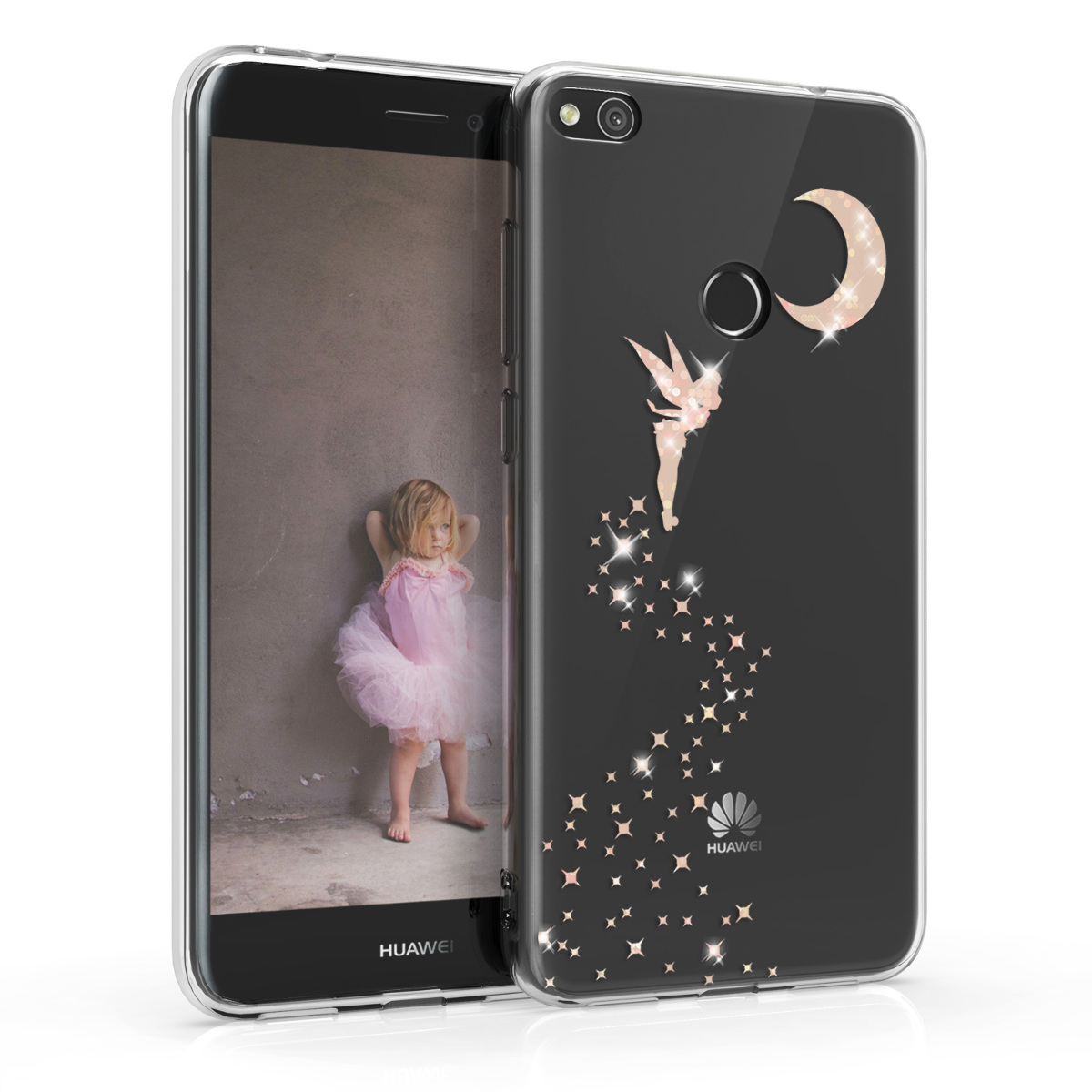 KW Θήκη Σιλικόνης Huawei P8 Lite 2017 - Glittery Fairy Rose Gold / Transparent