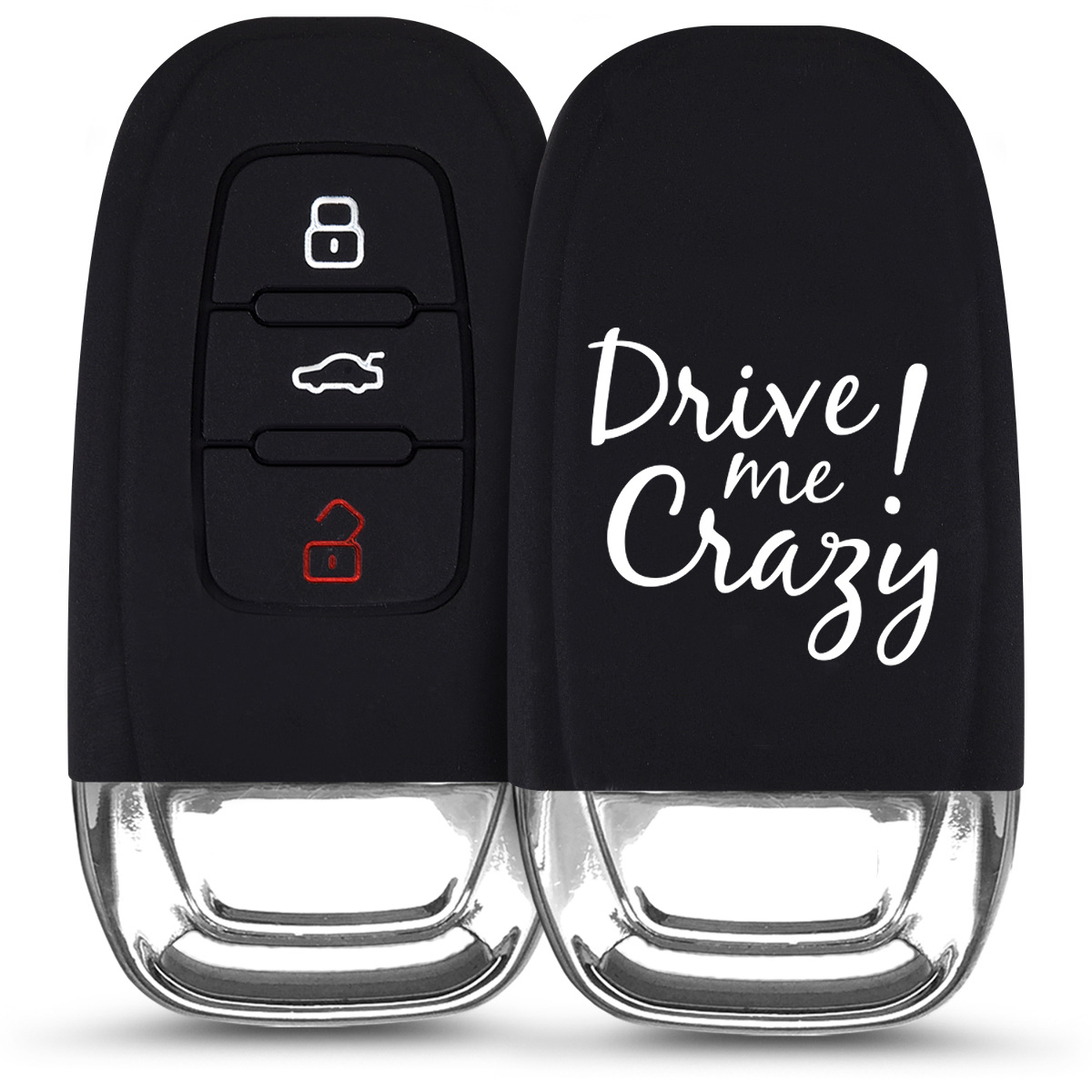 KW Silicone Θήκη Κλειδιού Audi - 3 Κουμπιά - White / Black