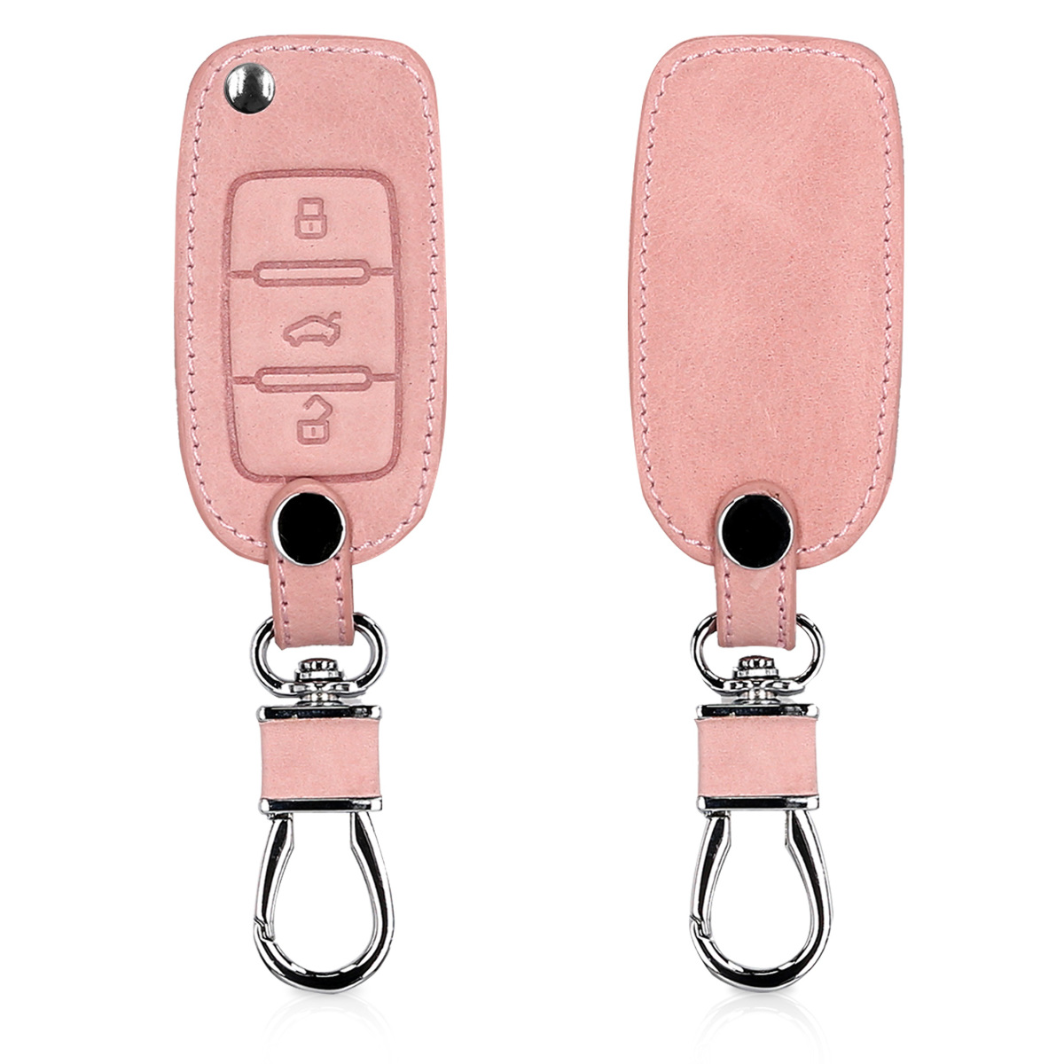 KW Θήκη Κλειδιού VW Skoda Seat - Συνθετικό Δέρμα - 3 Κουμπιά - Rose Gold