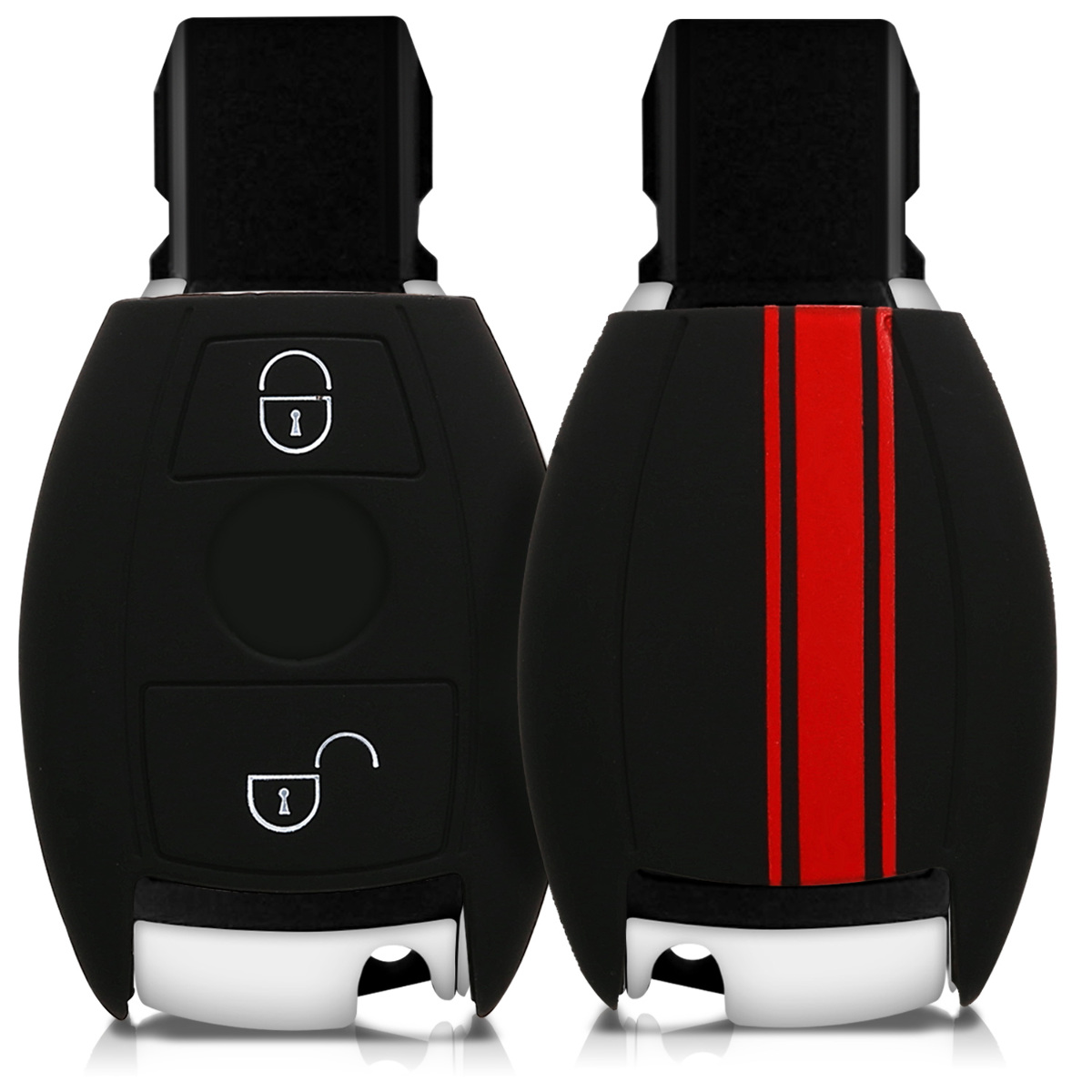 KW Silicone Θήκη Κλειδιού Mercedes Benz - 2 Κουμπιά - Red / Black