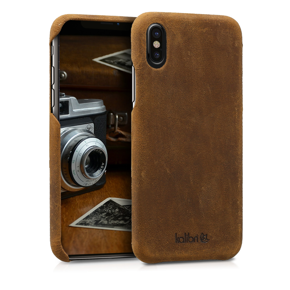 Kalibri Σκληρή Δερμάτινη Θήκη Apple iPhone X - Brown