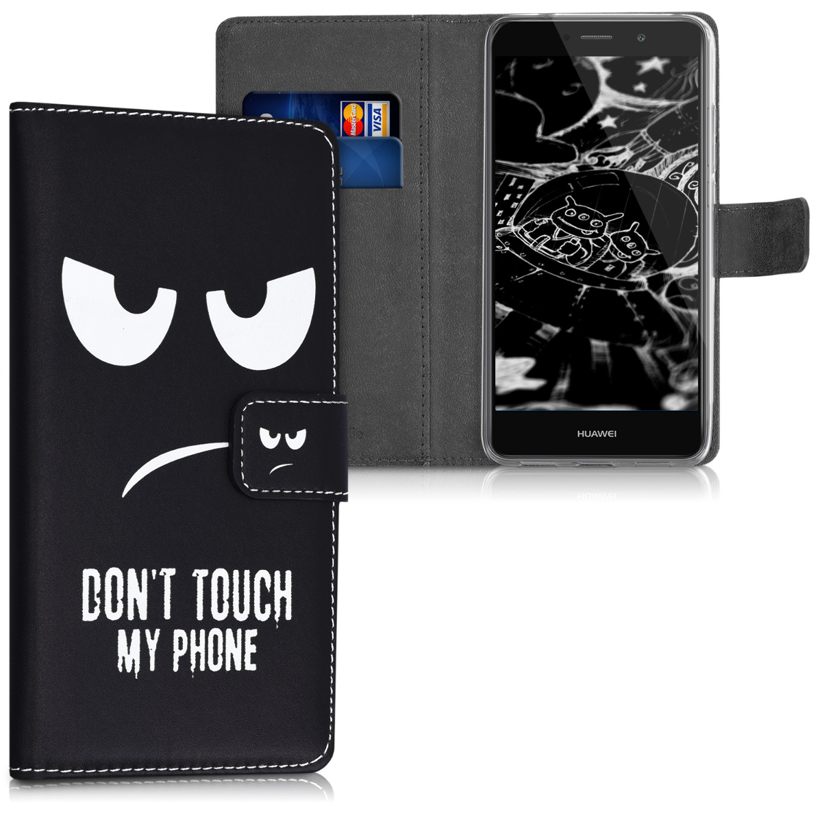 KW Θήκη - Πορτοφόλι Huawei Y7 / Y7 Prime 2017 - Don't Touch My Phone