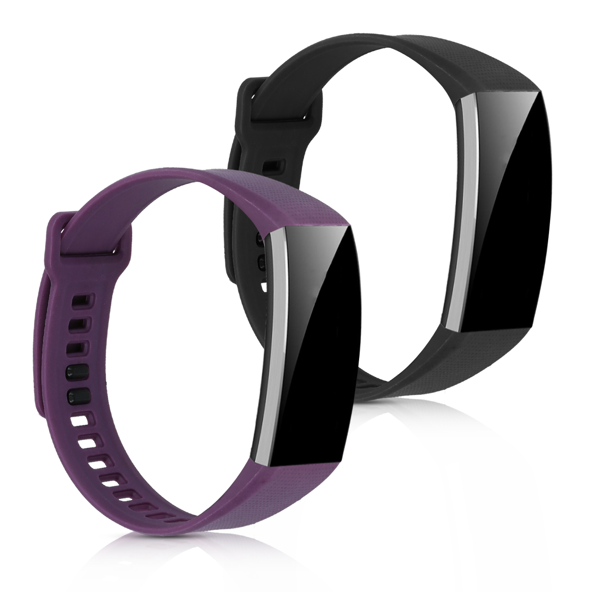 KW Ανταλλακτικό Λουράκι Σιλικόνης Huawei Band 2 / Band 2 Pro - Black / Purple - 2 τεμάχια